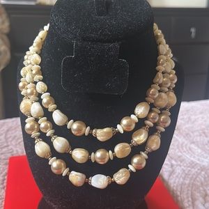 VINTAGE TRIFARI signed three strand’s beautiful necklace